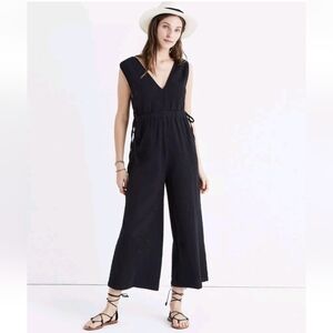 Madewell Waikiki Cover Up Jumpsuit Size Small Black Sleeveless Beach Wide Leg MM